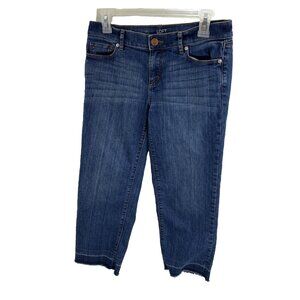 Loft Womens Size 4P Jeans Blue Denim Straight Crop Raw Hem Casual Pants